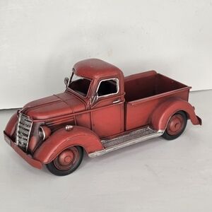 Vintage Red Metal Truck Farmhouse Home Decor Accent